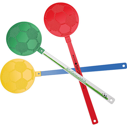 Fliegenklatsche 'Fussball' , gelb, rot, PE+PS, 42,30cm x 0,50cm x 11,80cm (Länge x Höhe x Breite), Bild 2