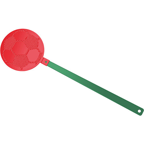 Fliegenklatsche 'Fussball' , grün, rot, PE+PS, 42,30cm x 0,50cm x 11,80cm (Länge x Höhe x Breite), Bild 1