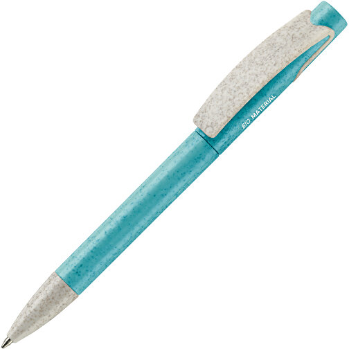 Kugelschreiber Punto Eco , hellblau / beige, Weizenstroh & ABS, 14,70cm (Länge), Bild 2