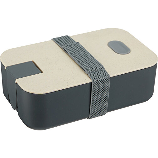 Ökologische Lunchbox Mit Smartphone-Halter, Dichtung Und Bento-Unterteilung , grau, PP, 19,00cm x 6,40cm x 11,50cm (Länge x Höhe x Breite), Bild 3