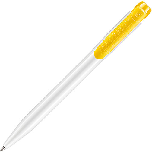 Kugelschreiber IProtect , weiß / gelb, ABS mit zinc ionen, 13,50cm (Länge), Bild 1