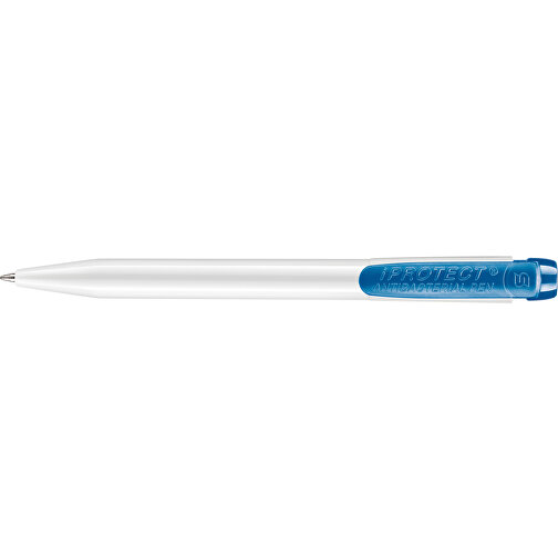 Kugelschreiber IProtect Hardcolour , weiß / blau, ABS with zinc ions, 13,50cm (Länge), Bild 3