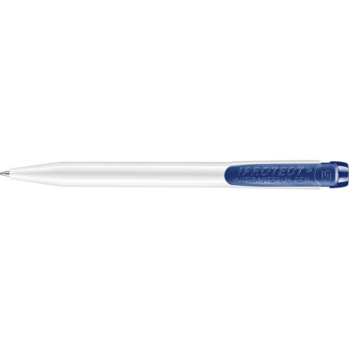 Kugelschreiber IProtect Hardcolour , weiß / dunkelblau, ABS with zinc ions, 13,50cm (Länge), Bild 3