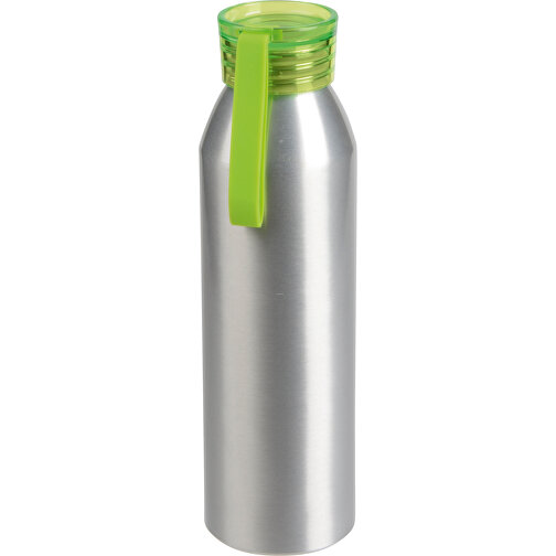 Aluminium Trinkflasche COLOURED , apfelgrün, Aluminium / Kunststoff / Silikon, 23,00cm (Höhe), Bild 1