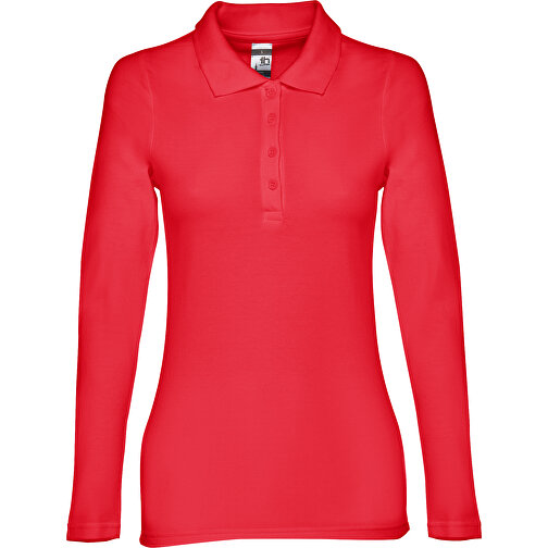THC BERN WOMEN. Damen Langarm-Poloshirt , rot, 100% Baumwolle, M, 64,00cm x 43,00cm (Länge x Breite), Bild 1