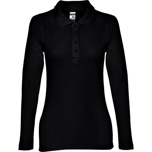 THC BERN WOMEN. Damen Langarm-Poloshirt , schwarz, 100% Baumwolle, XL, 68,00cm x 49,00cm (Länge x Breite), Bild 1