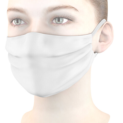 Mund-Nasen-Maske , weiß, Polyester, 11,00cm x 9,00cm (Länge x Breite), Bild 1