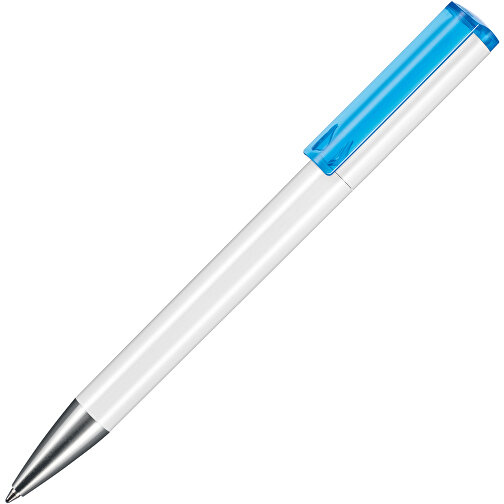 Kugelschreiber LIFT ST , Ritter-Pen, weiss/caribic-blau TR/FR, ABS-Kunststoff, 140,00cm (Länge), Bild 2