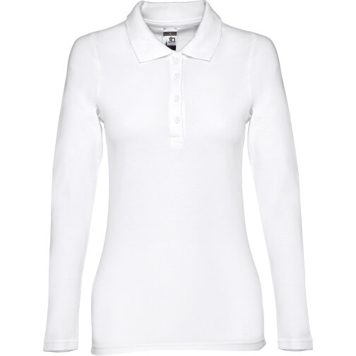 THC BERN WOMEN WH. Langärmeliges Poloshirt Für Damen Aus Kardierter Baumwolle , weiß, 100% Baumwolle, XL, 68,00cm x 49,00cm (Länge x Breite), Bild 1