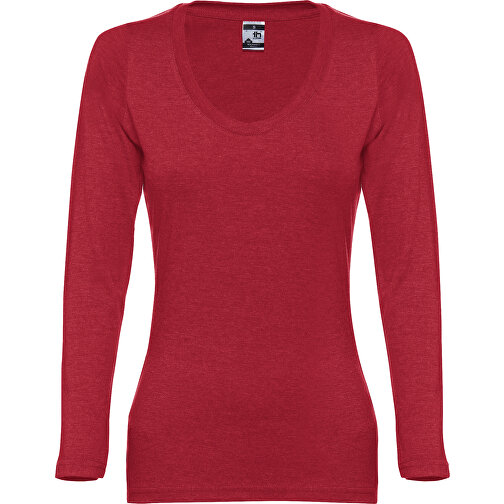 THC BUCHAREST WOMEN. Langärmeliges Tailliertes T-Shirt Für Frauen Aus Baumwolle , rot melliert, 100% Baumwolle, XL, 67,00cm x 48,00cm (Länge x Breite), Bild 1