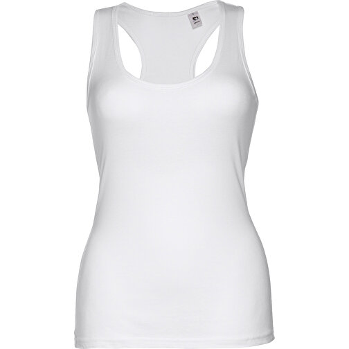 THC TIRANA WH. Ärmelloses Damen-T-Shirt Aus Baumwolle. Farbe Weiß , weiß, 100% Baumwolle, XL, 68,00cm x 46,50cm (Länge x Breite), Bild 1