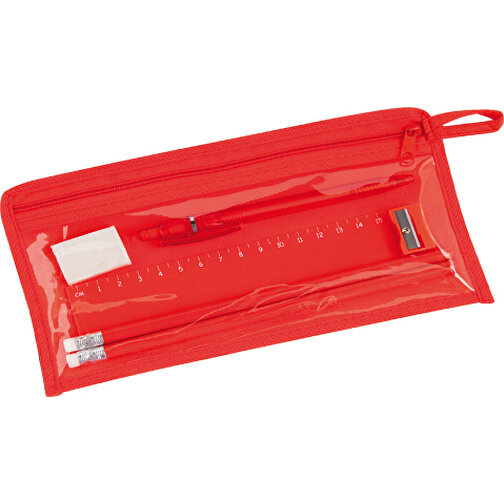 Federmappe Set BAIKU , rot, Vliesstoff/ PVC, 22,00cm x 11,80cm (Länge x Breite), Bild 1