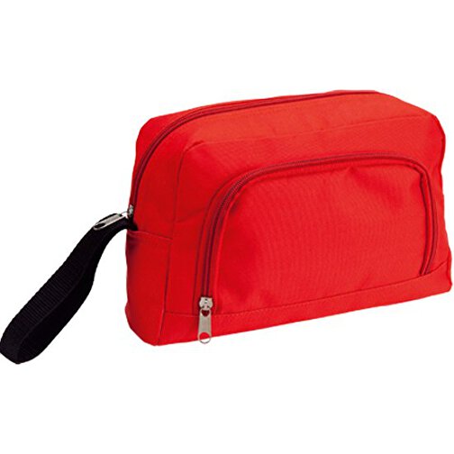 Kosmetik Tasche ESPI , rot, Polyester 6D, 25,00cm x 8,00cm x 16,00cm (Länge x Höhe x Breite), Bild 1
