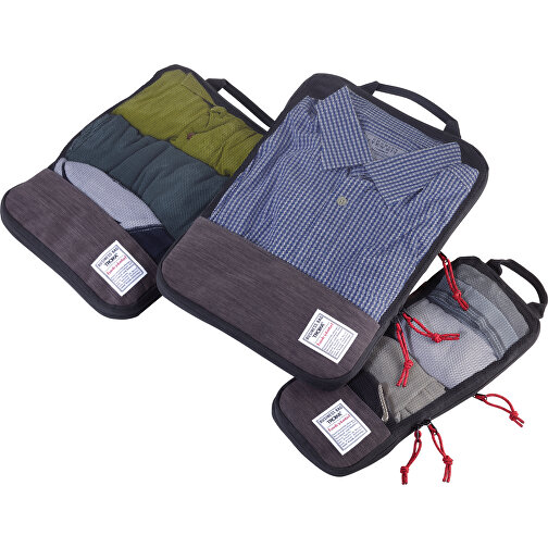 TROIKA Ensemble de sac de compression de voyage BUSINESS PACKING CUBES  (anthracite, noir, Polyester, 445g) comme goodies d'entreprise Sur