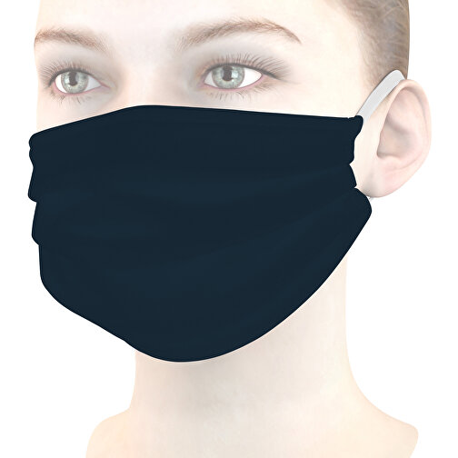 Mund-Nasen-Maske , dunkelblau, Baumwolle, 11,00cm x 9,00cm (Länge x Breite), Bild 1