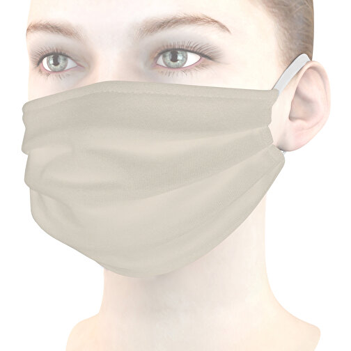 Mund-Nasen-Maske , beige, Baumwolle, 11,00cm x 9,00cm (Länge x Breite), Bild 1
