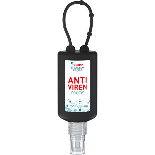 Handdesinfektionsspray (DIN EN 1500), 50 ml, stötfångaren svart, etikett (R-PET), Bild 2