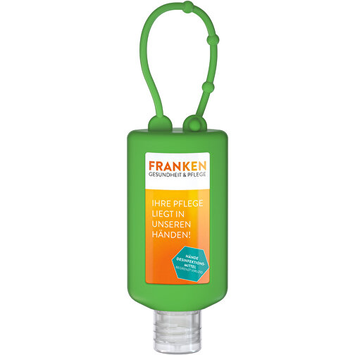 Gel desinfectante de manos (DIN EN 1500), 50 ml Bumper verde, Body Label (R-PET), Imagen 2