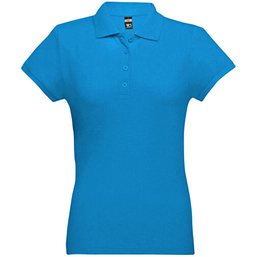 THC EVE. Damen Poloshirt , wasserblau, 100% Baumwolle, L, 64,00cm x 46,00cm (Länge x Breite), Bild 1