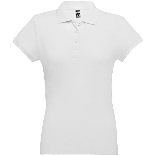 THC EVE WH. Kurzarm-Poloshirt Mit Gürtel Für Damen Aus Kardierter Baumwolle , weiss, 100% Baumwolle, XXL, 68,00cm x 52,00cm (Länge x Breite), Bild 1