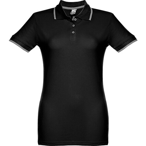 THC ROME WOMEN. 'Slim Fit' Damen Poloshirt , hellgrau melliert, 100% Baumwolle, XL, 71,00cm x 53,00cm (Länge x Breite), Bild 2