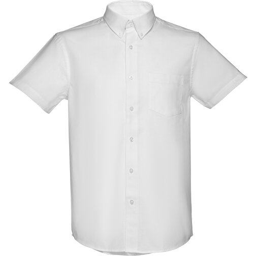 THC LONDON WH. Kurzärmeliges Herren-Oxford-Hemd. Weisse Farbe , weiss, Baumwolle und Polyester, S, 76,00cm x 49,00cm (Länge x Breite), Bild 2