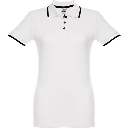 THC ROME WOMEN WH. Zweifarbiges Baumwoll-Poloshirt Für Damen , weiß, 100% Baumwolle, S, 63,00cm x 42,00cm (Länge x Breite), Bild 2