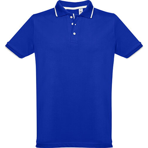 THC ROME. Zweifarbiges Baumwoll-Poloshirt Für Herren , königsblau, 100% Baumwolle, XL, 76,00cm x 57,00cm (Länge x Breite), Bild 1