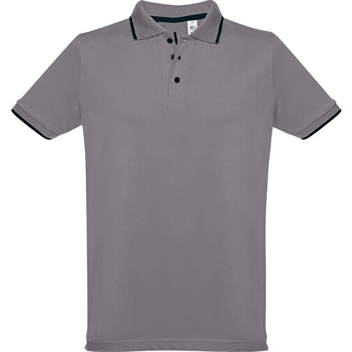 THC ROME. Zweifarbiges Baumwoll-Poloshirt Für Herren , grau, 100% Baumwolle, XXL, 78,00cm x 60,00cm (Länge x Breite), Bild 1