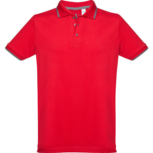 THC ROME. Zweifarbiges Baumwoll-Poloshirt Für Herren , rot, 100% Baumwolle, S, 70,00cm x 48,00cm (Länge x Breite), Bild 1