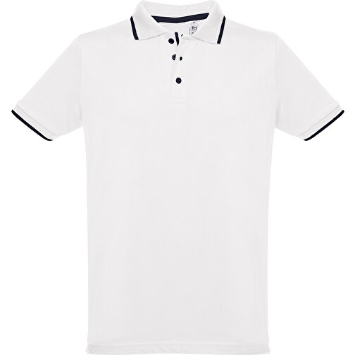 THC ROME WH. Zweifarbiges Baumwoll-Poloshirt Für Männer. Weisse Farbe , weiss, 100% Baumwolle, XL, 76,00cm x 57,00cm (Länge x Breite), Bild 1