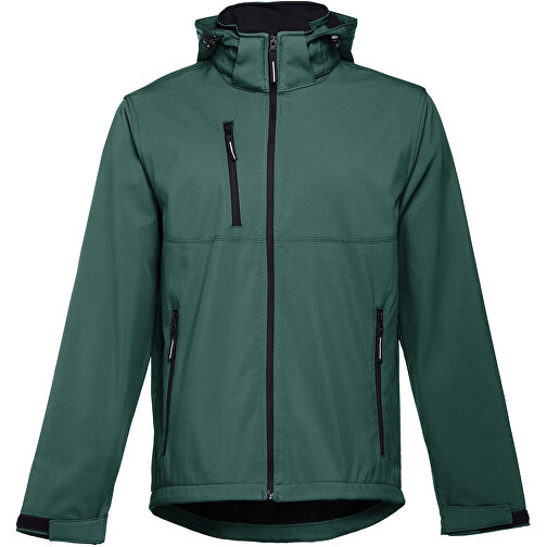 THC ZAGREB. Herren-Softshell-Jacke Aus Polyester Und Elastan , dunkelgrün, Polyester und Elasthan, M, 74,00cm x 57,00cm (Länge x Breite), Bild 1