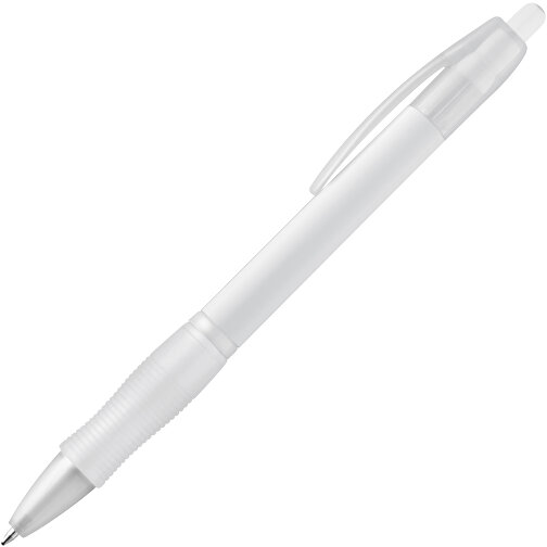 SLIM. Rutschfester Kugelschreiber Mit Clip , weiß, Kunststoff, , Bild 2
