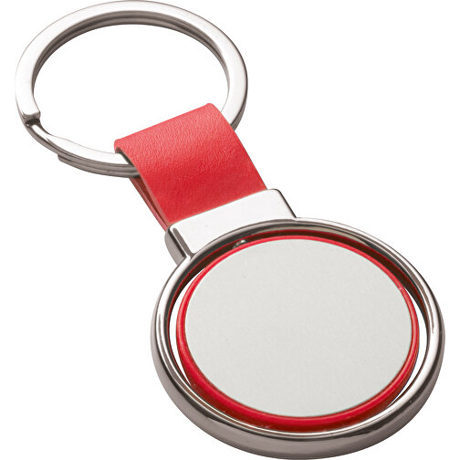 ALBRIGHT. Schlüsselanhänger Aus Metall , rot, Lederimitation und Metall, , Bild 1