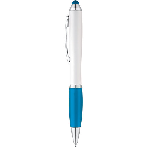 SANS BK. Kugelschreiber Mit Clip Aus Metall , hellblau, Kunststoff, 13,50cm (Länge), Bild 1