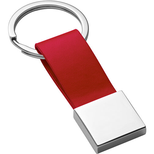 BUMPER. Schlüsselanhänger Aus Metall , rot, Lederimitation und Metall, , Bild 1