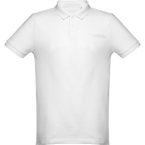 THC DHAKA WH. Herren Poloshirt , weiss, 100% Baumwolle, M, 72,00cm x 50,00cm (Länge x Breite), Bild 2