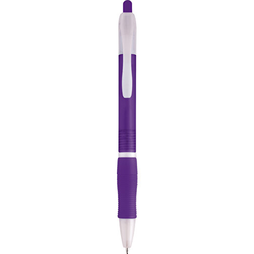 SLIM. Rutschfester Kugelschreiber Mit Clip , lila, Kunststoff, , Bild 1