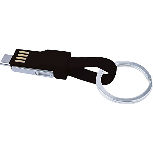 Câble noir porte-clés multifonctions avec type C pour charger et transférer des données, Image 1