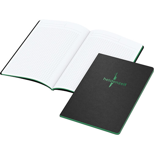 Notizbuch Tablet-Book Slim Bestseller A5, Grün , schwarz, grün, Hochweißes Schreibpapier 90 g/m², 21,00cm x 14,80cm (Länge x Breite), Bild 1