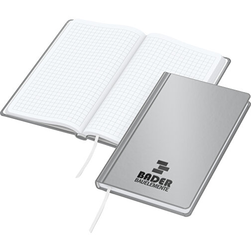 Notesbog Easy-Book Basic Pocket Bestseller, sølvgrå, prægning sort-blank, Billede 1