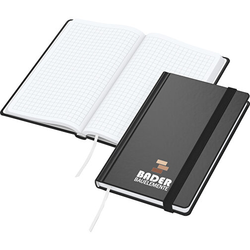 Notizbuch Easy-Book Comfort Bestseller Pocket, Schwarz Inkl. Siebdruck-Digital , schwarz, Hochweisses Schreibpapier 80g/m2, 15,20cm x 9,40cm (Länge x Breite), Bild 1