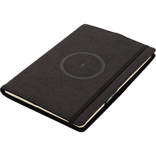 Air 5W Wireless Charging Nachfüllbares Journal-Cover A5, Schwarz , schwarz, Polyester, 22,30cm x 2,00cm (Länge x Höhe), Bild 2