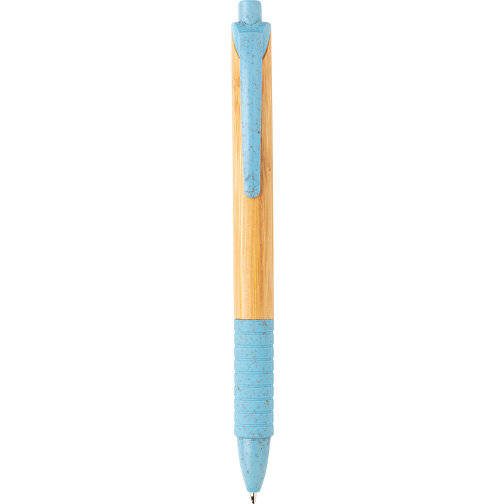 Bambus & Weizenstroh Stift, Blau , blau, Bambus, 14,20cm (Höhe), Bild 3