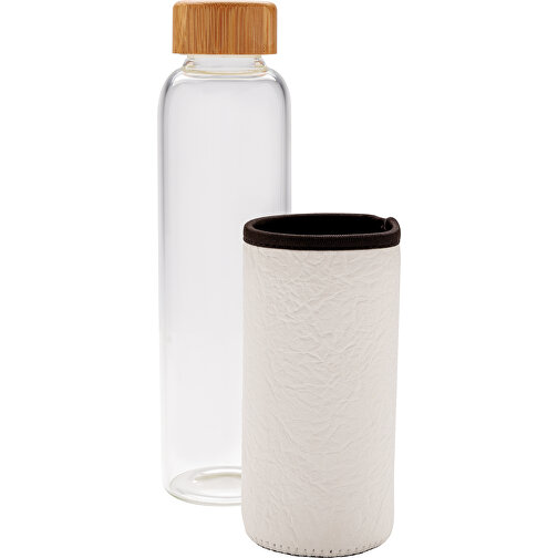Borosilikat-Glasflasche Mit Struktriertem PU-Sleeve , weiß, Glas, PU, 23,90cm (Höhe), Bild 3