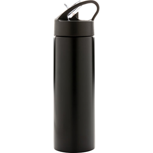Sport Edelstahlflasche Mit Trinkvorrichtung, Schwarz , schwarz, Edelstahl, 22,50cm (Höhe), Bild 2