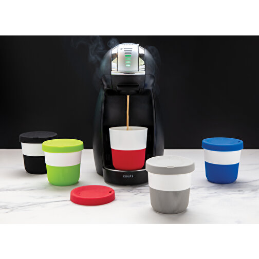 PLA Cup Coffee-To-Go 280ml , schwarz, PLA, Silikon, 8,60cm (Höhe), Bild 6