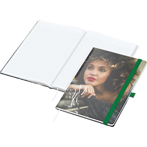 Notizbuch Match-Book White Bestseller A4 Cover-Star Matt-individuell, Grün , grün, Hochweisses Schreibpapier 90 g/m², 29,70cm x 21,00cm (Länge x Breite), Bild 1