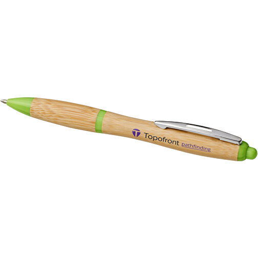 Nash Kugelschreiber Aus Bambus , Green Concept, natur / grün, Bambusholz, ABS Kunststoff, 14,00cm (Länge), Bild 2