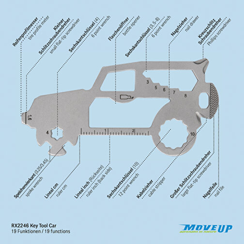 ROMINOX® Key Tool SUV / Auto (19 Funktionen) (Einzelhandel) , Edelstahl, 7,00cm x 0,23cm x 3,20cm (Länge x Höhe x Breite), Bild 10